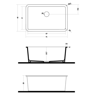 Кухонная мойка  Barrel, белый глянцевый