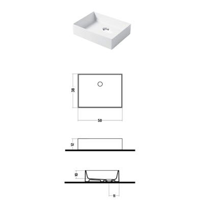 Раковина настольная, Slim square, деко
