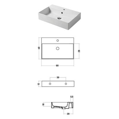 Раковина настольная/подвесная, Slim square, касторо