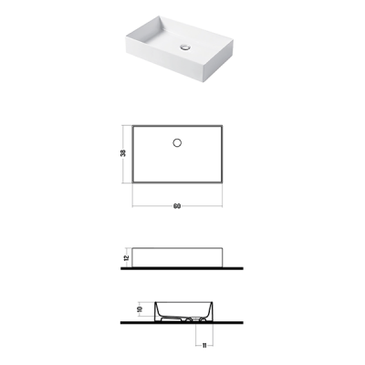 Раковина настольная, Slim square, нефть