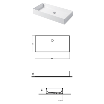 Раковина настольная, Slim square, серый бром